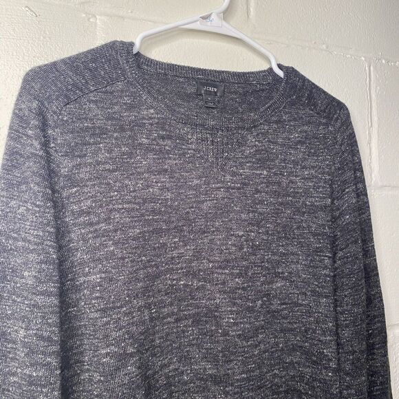 J Crew Mens Size Medium Crewneck Sweater Gray Linen Wool Alpaca Acrylic Pullover - Picture 3 of 8